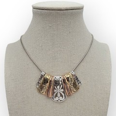 Mixed Metal Filigree Scrollwork Statement Necklace – Elegant Artisan