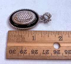 Vintage Judith Ripka 925 Sterling Silver Black Onyx Cubic Zirconia Pendant