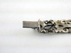 Vintage Sterling Silver Ornate Link Motif Bracelet Marcasite Accents 6.5In 13.9g