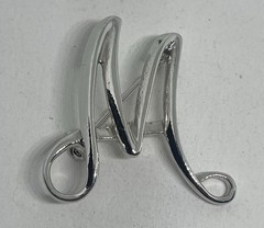 SARAH COVENTRY Signed Initial Letter “M” Brooch Pin Monogram Script Silver 1 1/8