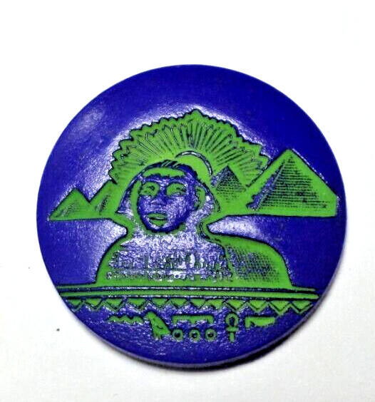 Vintage Czech Egyptian Revival Blue Lapis Glass Sphinx Round Cabochons Cabs 32mm