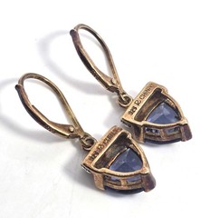 Ross Simmons Tanzanite and diamond vermeil gold over sterling silver drop earrin