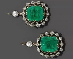 Art Deco Style Lab Created Emerald Diamond Anniversary 14K White Gold FN Earring