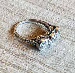 1920’s Antique Deco Old European Cut Diamond Platinum Bezel Milgrain Ring