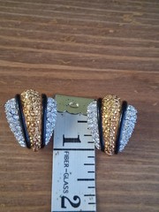 St. John Glamorous Vintage Goldtone & Rhinestone Clip Earrings