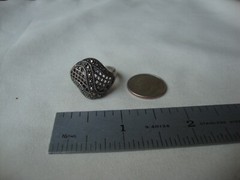 VINTAGE 1970-80s OPENWORK MARCASITE COCKTAIL RING STERLING SILVER STAMP 925 SZ 8