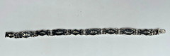 VTG Signed SIAM Niello 925 Sterling Silver Enamel Panel link bracelet 7″