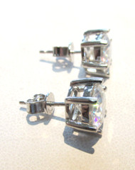 3.00 ct Each Moissanite Stud Earrings 9mm 6 Prong .925 SS Make Offer