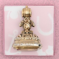 Antique Victorian Natural Citrine LARGE Gold Plate Flower Fob Charm Pendant