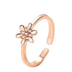 Round Cut 0.11TCW White Moissanite Floral Motif Pattern Ring In 10K Rose Gold FN