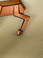 Vintage Modernist Origami Horse Pin: Copper Brass Bronze