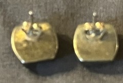 Vintage earrings rectangular white mother of pearl inlay 925 Silver