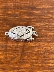 Art Deco Clasp White Gold Diamond Engraved Open Push Box Jewelry Finding