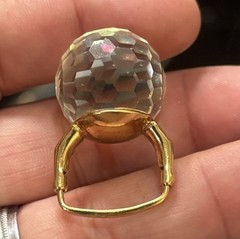 Vintage VENDOME Faceted Crystal Disco Ball Cocktail RING~Square Shank~Patent,FJT