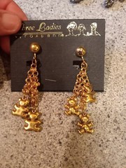 Lot Of 5 Vintage Three Ladies by Roxsann, Gold Tone Clip On And Pierced Earrings
