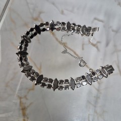 VINTAGE B. DAVID GREEN MARQUIS & ROUND RHINESTONE BRACELET 6.5″