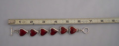 Vintage ATI 925 Red Jasper Heart Bracelet Sterling Silver Bracelet 36.2 grams