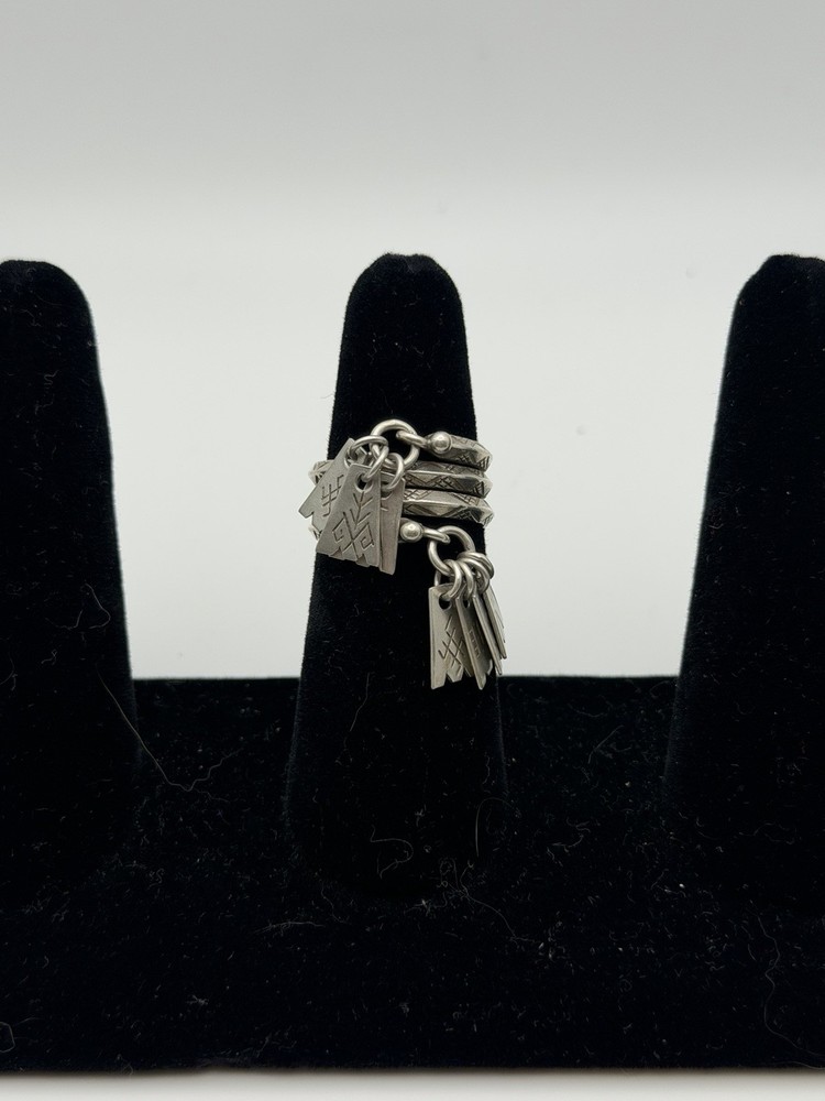 Vintage Latvian Sterling Silver 7 Day Ring or Bride’s Ring with Baltic Symbols
