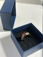 Vintage Red Cubic Zirconia Ring Gold Plated Womens Size 6