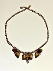 RARE Delizza & Elster JULIANA Butterscotch Carmel AB Rhinestone Choker Necklace