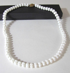 Vintage White Milk Glass Necklace Molded Cloud Bubble Beads Slide Clasp