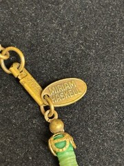 MIRIAM HASKELL UNIQUE GREEN GLASS 22″ NECKLACE WITH GOLD TONE METAL