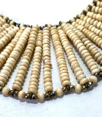 Vintage Indian Tribal Bib Necklace Beaded Statement Collar Boho Ethnic Cream
