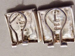 VINTAGE STAMPED 925 SIGNED FAS OMEGA BACK POST BLACK ONYX EARRINGS 3/4″