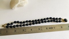 Vtg Made In Austria Black Beaded Bracelet, Stamp, Gold Tone Clasp