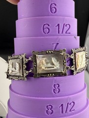 Vintage 800 Silver Carved Mother Of Pearl Bracelet Storyteller Roman Gods READ