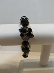 Juliana D & E Layered Jet Black Silvertone 5 Link Bracelet 6.50 BOOK Ref 1062