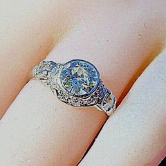 Original EARTH MINED DIAMOND Deco Engagement RING Vintage PLATINUM Solitaire S 5