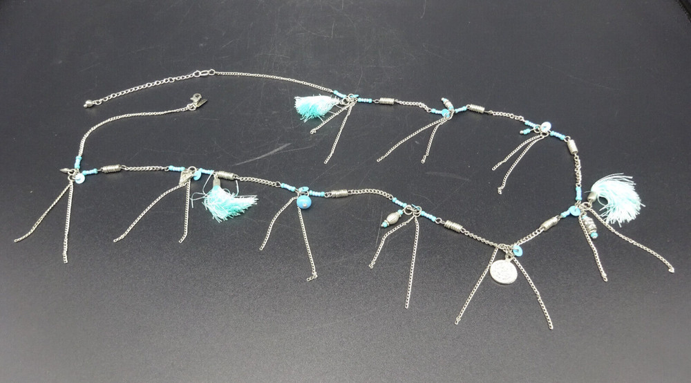 Lane Southwestern 30 in. Necklace Silver Tone Faux Turquoise Vintage
