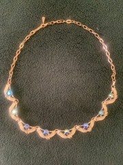 Vtg Jace Aurora borealis Silver tone Adjustable length Choker collar Necklace