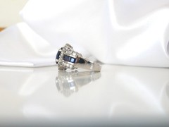 Vintage Sterling Silver 925 Simulated Sapphire Princess Diane Replica Ring 8