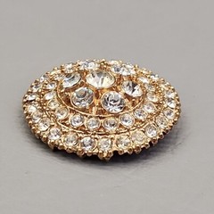Vintage Rhinestone Brooch Round Domed 1 3/8″