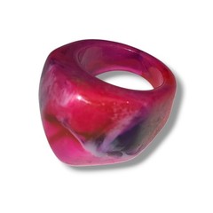 Pink Marbled Acrylic Cocktail Ring Size 9 Chunky Statement Retro Resin Y2k