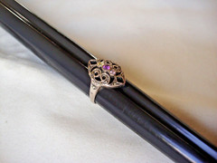 VTG 1970s AMETHYST CITRINE PINK TOPAZ W/ MARCASITE STERLING SILVER 925 RING SZ 7