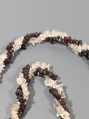 Vintage Red Garnet Clear Rock Crystal Quartz Twist Necklace 26 in