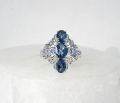 Vintage Sterling Silver 925 Heated London Blue Topaz Tanzanite Ring Size 8