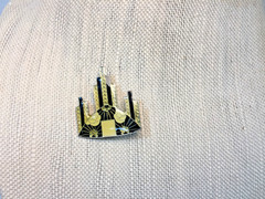 VTG Enamel Art Deco Black Skyscraper Brooch w/ Barrel Clasp -Pierre Bex Style!