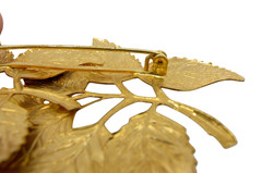 Large Gold Leaf Brooch 1990s 2000s Botanical Statement Pin 9cm