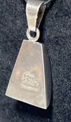 Vintage Modernist Red Sterling Silver 925 Pendant Mexico Howlite Triangle 11.75g