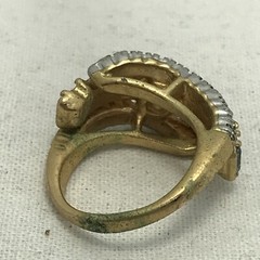 Vintage 18K HGE Gold Plated Blue Baguette & Blue Crystals Ring varied sizes