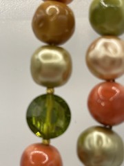 Exquisite Vintage Necklace & Earrings. Peridot, Coral, & Peach Colors W/ Gold .