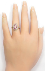 Victorian Edwardian Rose Diamond Engagement 14KY & Silver Rg Sz 6 UK-L1/2 EGLUSA