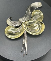Ruth Rosenfeld Mixed Metal Modernist Brooch 4”