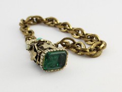 Revival Perfume Holder Green Intaglio Ornate Charm Bracelet; Charitable Donation