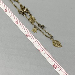 VTG Cookie Lee Gold Tone Necklace Leaf Fringe Charms Long Designer 42″