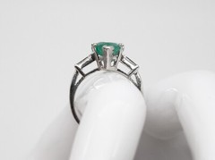 Vintage 1940s $9000 5.30ct Pear Cut Natural Emerald Diamond Platinum Ring 6g